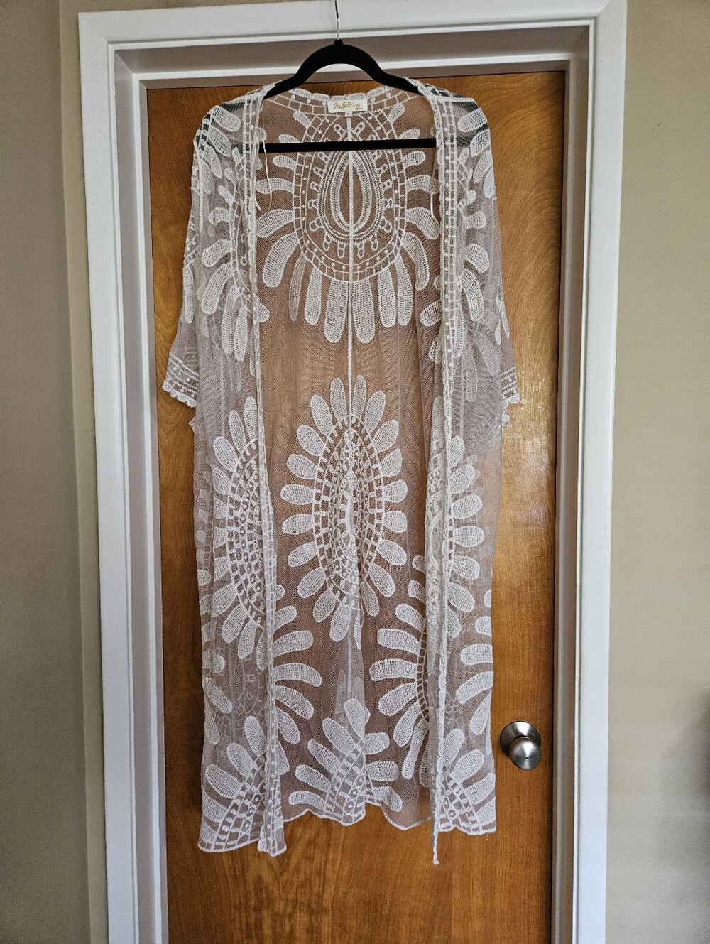 Rebellion Again Ivory Lace Floral Duster- Size L